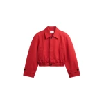 The Frankie Shop Turenne Curved Jacket - Red - Oversized Minimalist Jackets in Red - Shop at Coveti