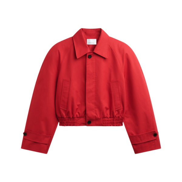 The Frankie Shop Turenne Curved Jacket - Red - Oversized Minimalist Jackets in Red - Shop at Coveti