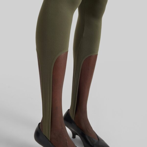 The Frankie Shop Twilla Stirrup Leggings - Olive - Oversized Minimalist Pants in Green - Shop at Coveti
