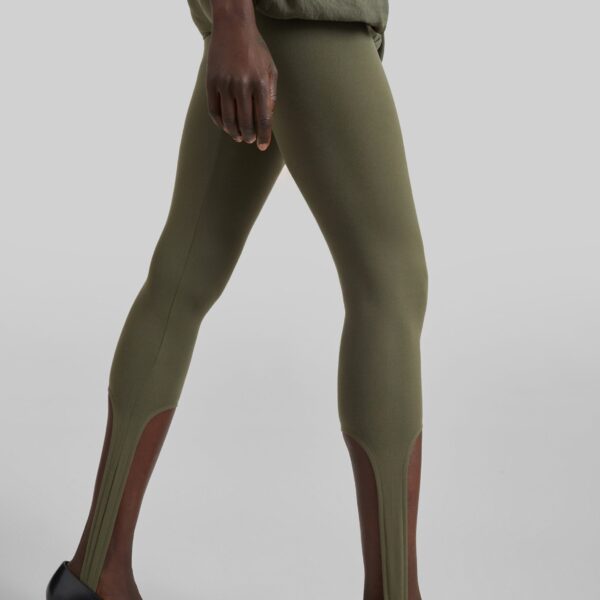 The Frankie Shop Twilla Stirrup Leggings - Olive - Oversized Minimalist Pants in Green - Shop at Coveti