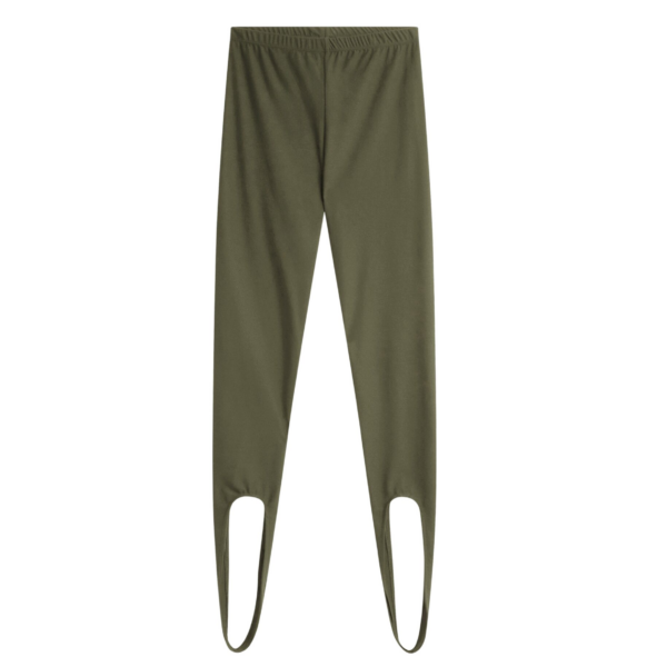 The Frankie Shop Twilla Stirrup Leggings - Olive - Oversized Minimalist Pants in Green - Shop at Coveti