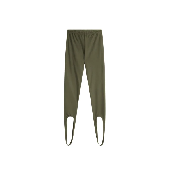 The Frankie Shop Twilla Stirrup Leggings - Olive - Oversized Minimalist Pants in Green - Shop at Coveti