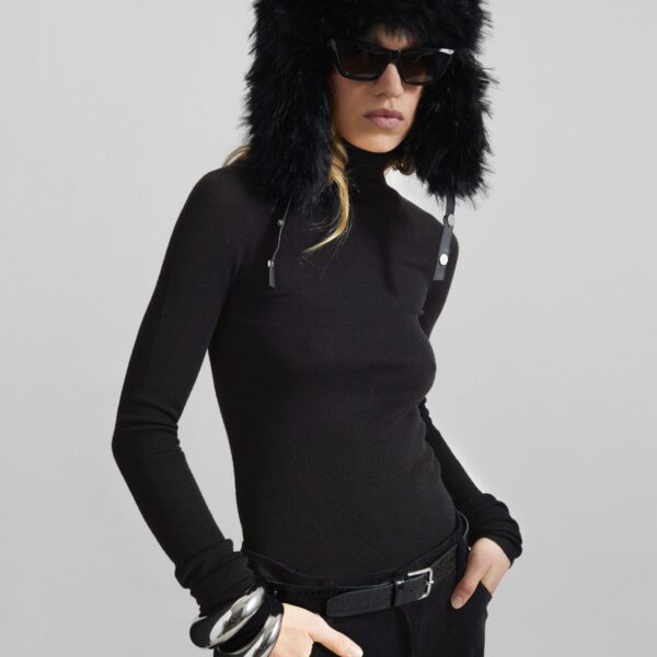 The Frankie Shop Utica Thin Turtleneck Sweater - Black - Oversized Minimalist Knitwear in Black - Shop at Coveti