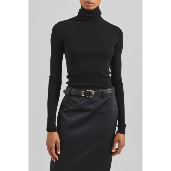 The Frankie Shop Utica Thin Turtleneck Sweater – Black, view 3