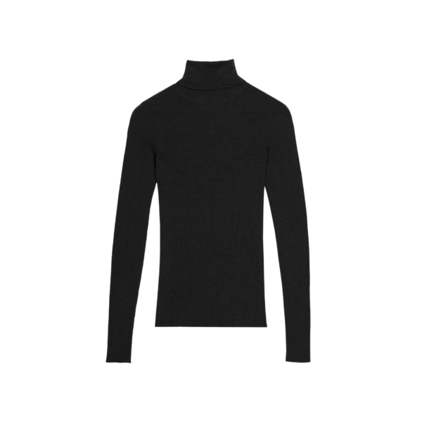 The Frankie Shop Utica Thin Turtleneck Sweater - Black - Oversized Minimalist Knitwear in Black - Shop at Coveti