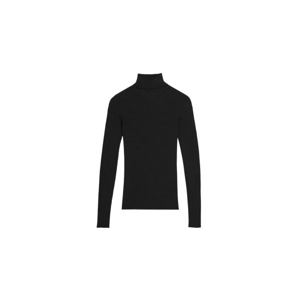 The Frankie Shop Utica Thin Turtleneck Sweater - Black - Oversized Minimalist Knitwear in Black - Shop at Coveti