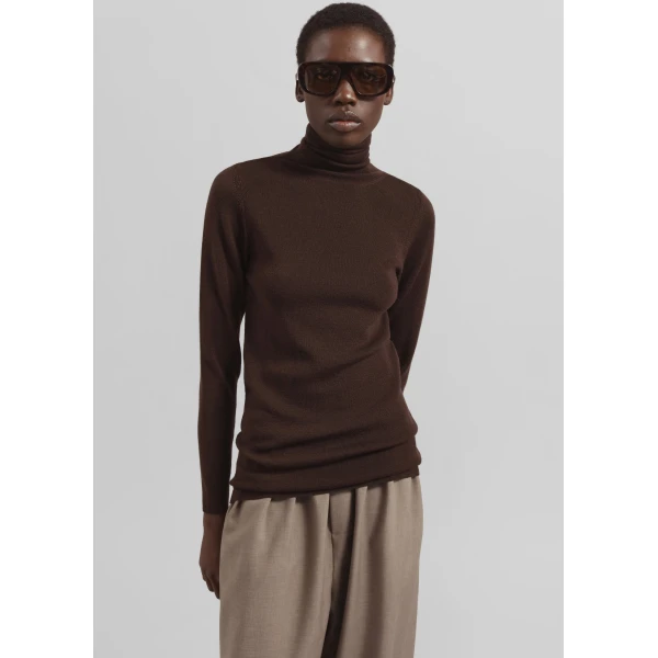 The Frankie Shop Utica Thin Turtleneck Sweater – Brown, view 2