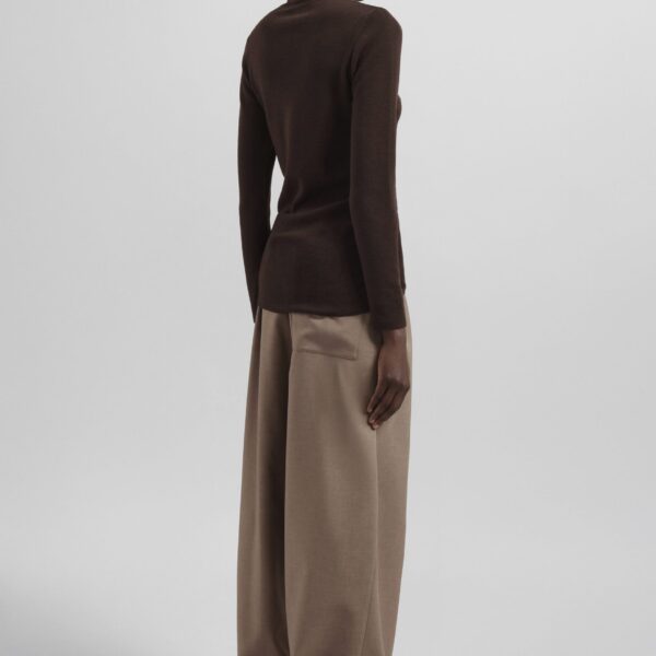 The Frankie Shop Utica Thin Turtleneck Sweater - Brown - Oversized Minimalist Knitwear in Beige - Shop at Coveti