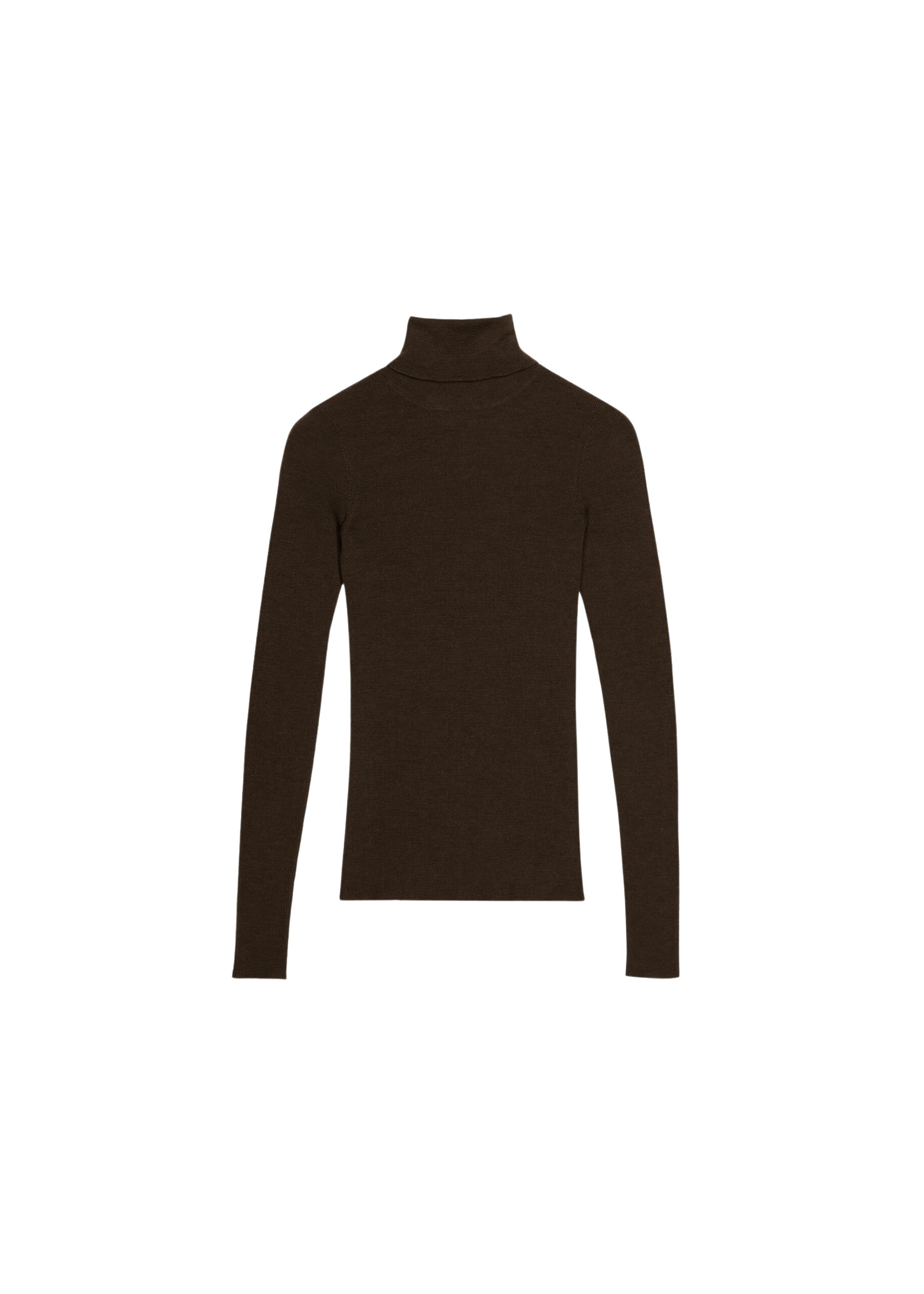 The Frankie Shop Utica Thin Turtleneck Sweater - Brown - Oversized Minimalist Knitwear in Beige - Shop at Coveti
