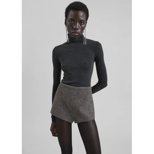 The Frankie Shop Utica Thin Turtleneck Sweater – Dark Grey Melange, view 2