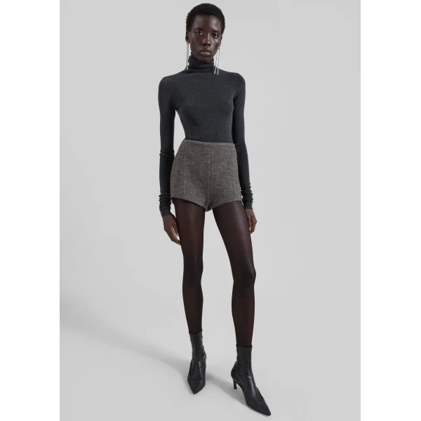 The Frankie Shop Utica Thin Turtleneck Sweater – Dark Grey Melange, view 6