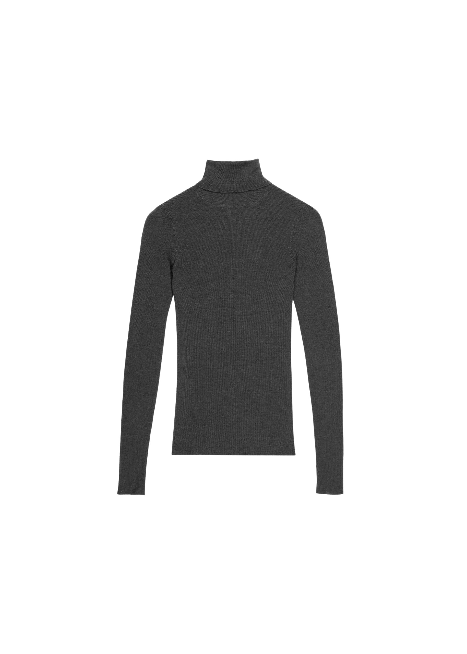 The Frankie Shop Utica Thin Turtleneck Sweater - Dark Grey Melange - Oversized Minimalist Knitwear in Grey - Shop at Coveti