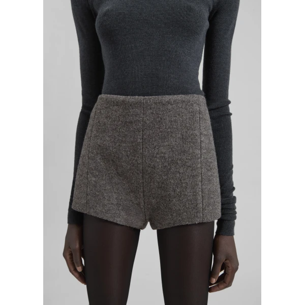 The Frankie Shop Vail Brushed Wool Hot Pants – Grey Melange, view 6
