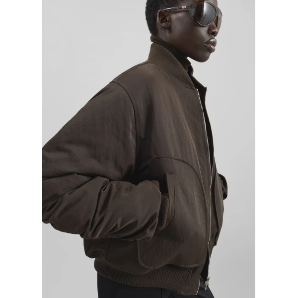 The Frankie Shop Valdres Padded Bomber Jacket – Brown, view 2