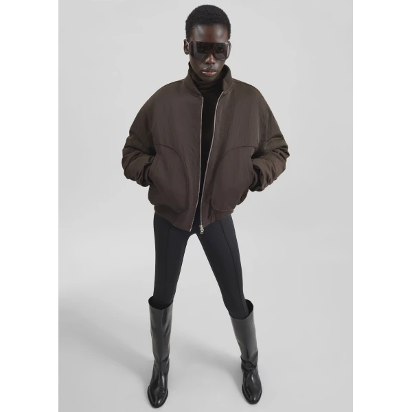 The Frankie Shop Valdres Padded Bomber Jacket – Brown, view 3