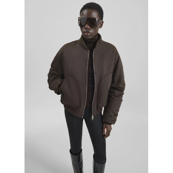 The Frankie Shop Valdres Padded Bomber Jacket – Brown, view 4