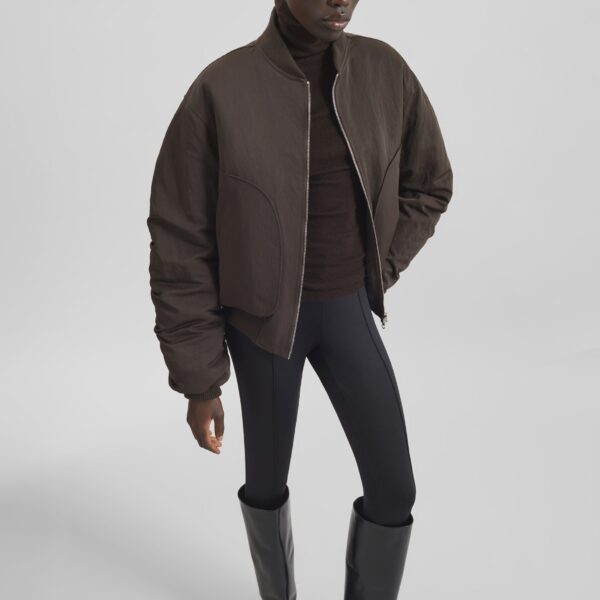 The Frankie Shop Valdres Padded Bomber Jacket - Brown - Oversized Minimalist Jackets in Beige - Shop at Coveti