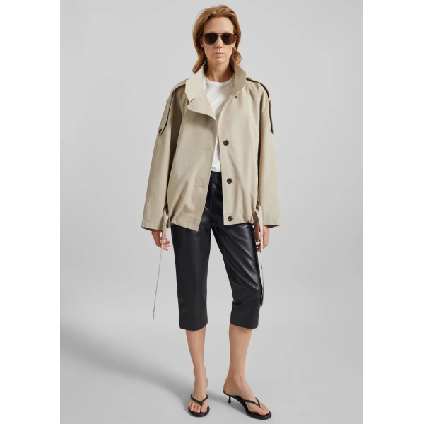 The Frankie Shop Vallby Belted Short Trench – Beige, view 4