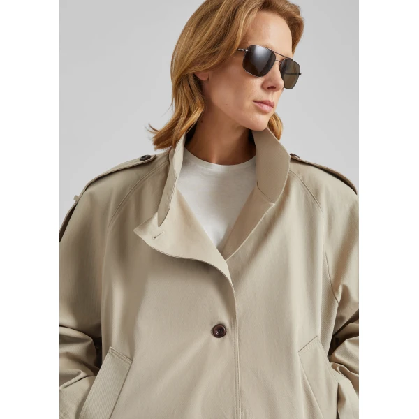 The Frankie Shop Vallby Belted Short Trench – Beige, view 5