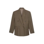 The Frankie Shop Vallsta Double-Breasted Blazer - Brown Melange - Oversized Minimalist Jackets in Beige - Shop at Coveti