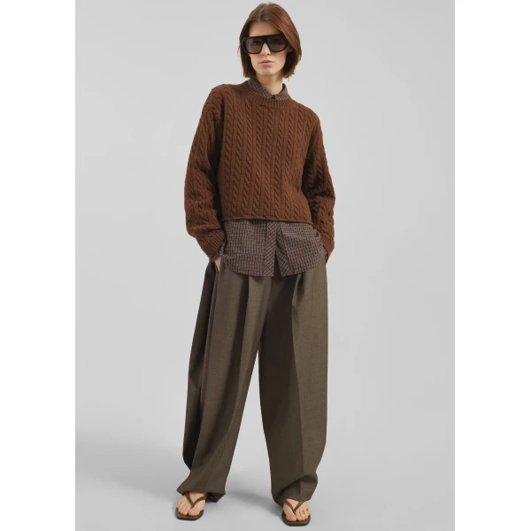 The Frankie Shop Vallsta Tailored Trousers – Brown Melange, view 6