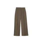 The Frankie Shop Vallsta Tailored Trousers - Brown Melange - Oversized Minimalist Pants in Beige - Shop at Coveti