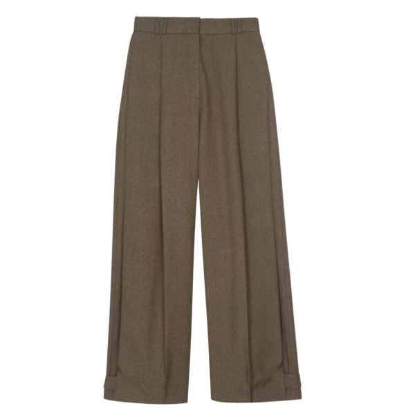 The Frankie Shop Vallsta Tailored Trousers - Brown Melange - Oversized Minimalist Pants in Beige - Shop at Coveti
