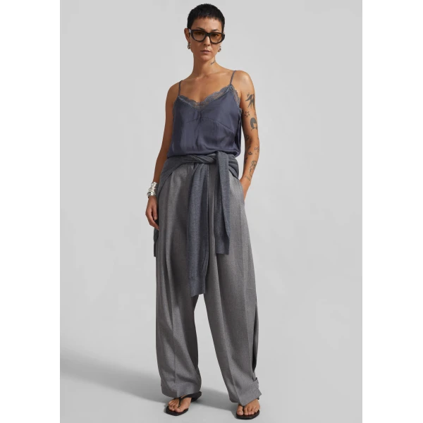 The Frankie Shop Vallsta Tailored Trousers – Grey Melange, view 2
