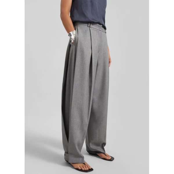 The Frankie Shop Vallsta Tailored Trousers – Grey Melange, view 3