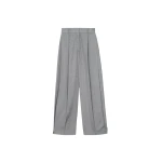 The Frankie Shop Vallsta Tailored Trousers - Grey Melange - Oversized Minimalist Pants in Grey - Shop at Coveti