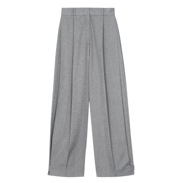 The Frankie Shop Vallsta Tailored Trousers - Grey Melange - Oversized Minimalist Pants in Grey - Shop at Coveti