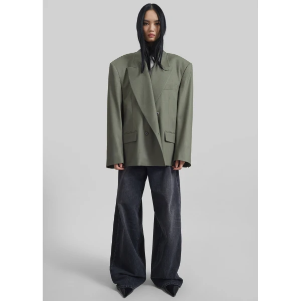 The Frankie Shop Valter Oversized Blazer – Pale Olive, view 2
