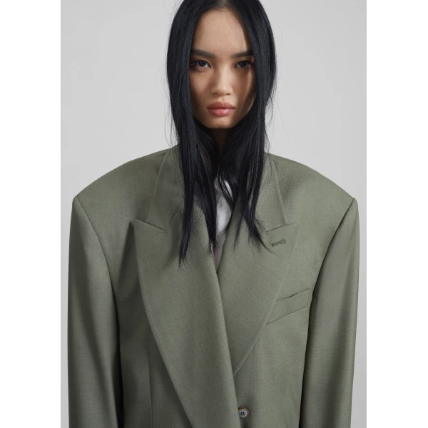 The Frankie Shop Valter Oversized Blazer – Pale Olive, view 4