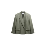 The Frankie Shop Valter Oversized Blazer - Pale Olive - Oversized Minimalist Jackets in Green - Shop at Coveti