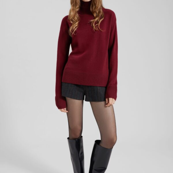 The Frankie Shop Vanille Wool Sweater - Cabernet - Oversized Minimalist Knitwear in Red - Shop at Coveti