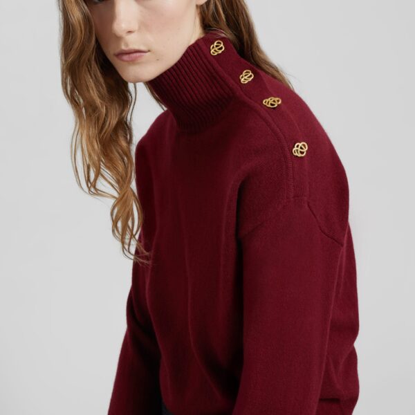 The Frankie Shop Vanille Wool Sweater - Cabernet - Oversized Minimalist Knitwear in Red - Shop at Coveti