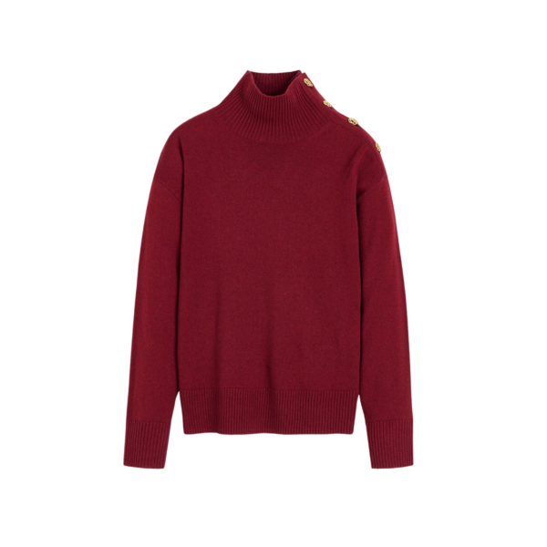 The Frankie Shop Vanille Wool Sweater - Cabernet - Oversized Minimalist Knitwear in Red - Shop at Coveti