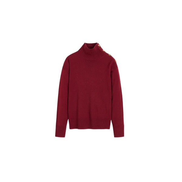 The Frankie Shop Vanille Wool Sweater - Cabernet - Oversized Minimalist Knitwear in Red - Shop at Coveti