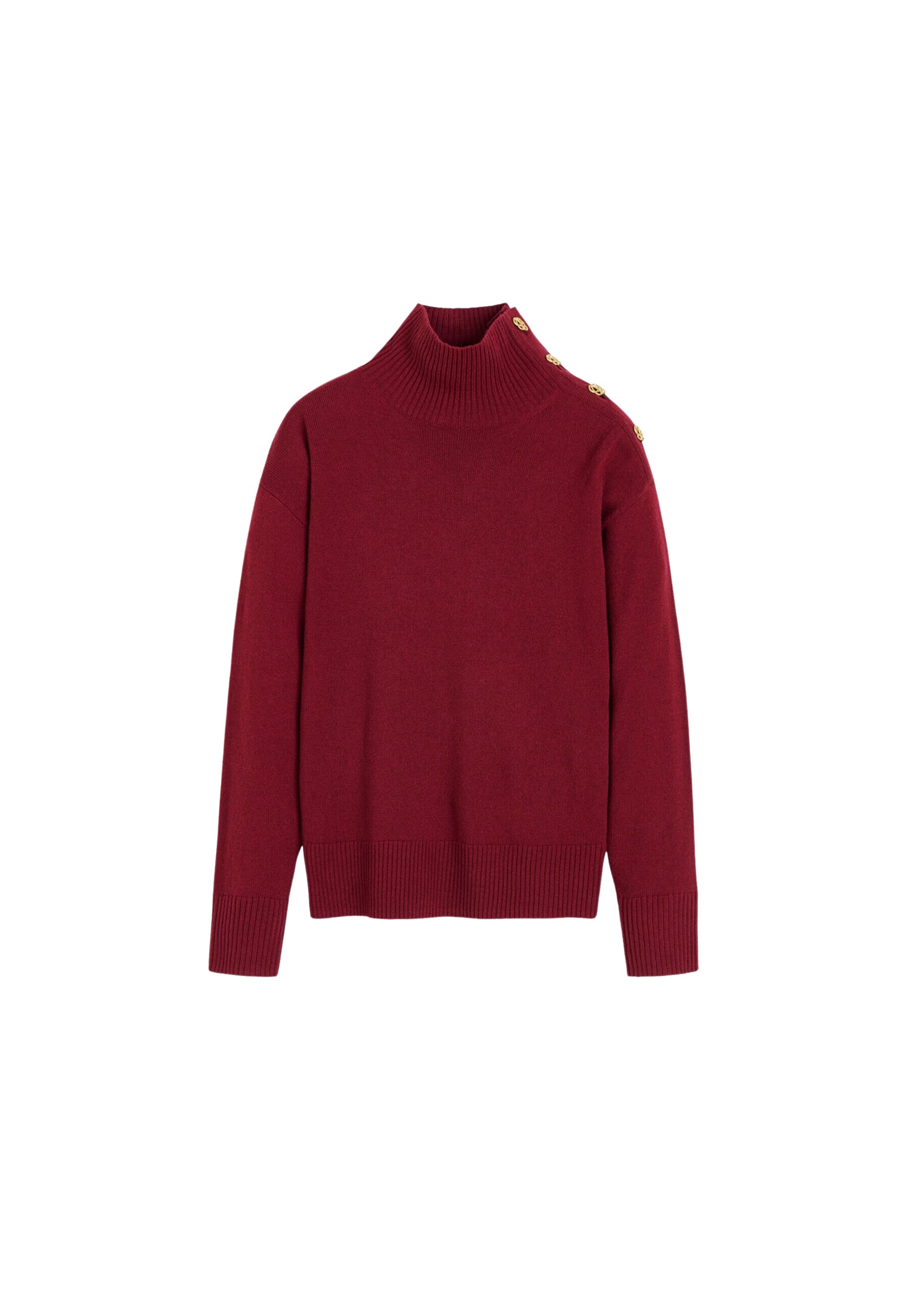 The Frankie Shop Vanille Wool Sweater - Cabernet - Oversized Minimalist Knitwear in Red - Shop at Coveti