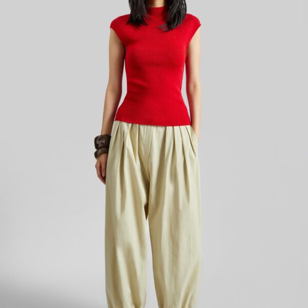 The Frankie Shop Vannes Balloon Pants - Beige - Oversized Minimalist Pants in Beige - Shop at Coveti