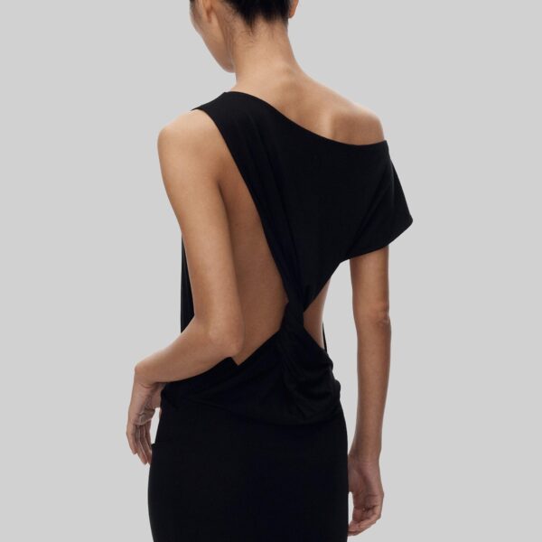 The Frankie Shop Varena Twisted Cut-Out Maxi Dress - Black - Oversized Minimalist Dresses in Black - Shop at Coveti