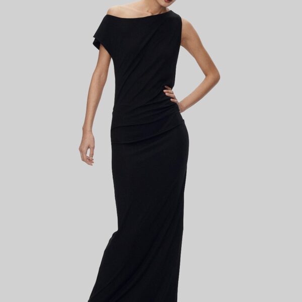 The Frankie Shop Varena Twisted Cut-Out Maxi Dress - Black - Oversized Minimalist Dresses in Black - Shop at Coveti