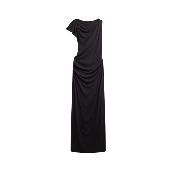 The Frankie Shop Varena Twisted Cut-Out Maxi Dress - Black - Oversized Minimalist Dresses in Black - Shop at Coveti