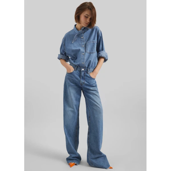 The Frankie Shop Varzy Denim Shirt – Medium Wash, view 2