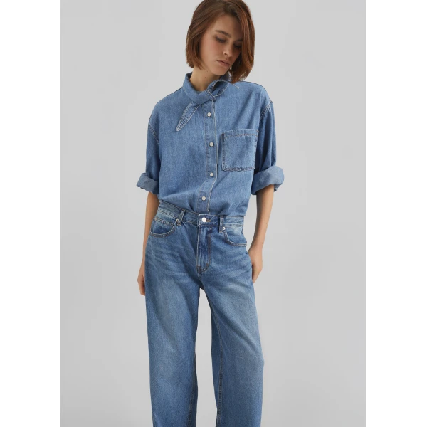 The Frankie Shop Varzy Denim Shirt – Medium Wash, view 6