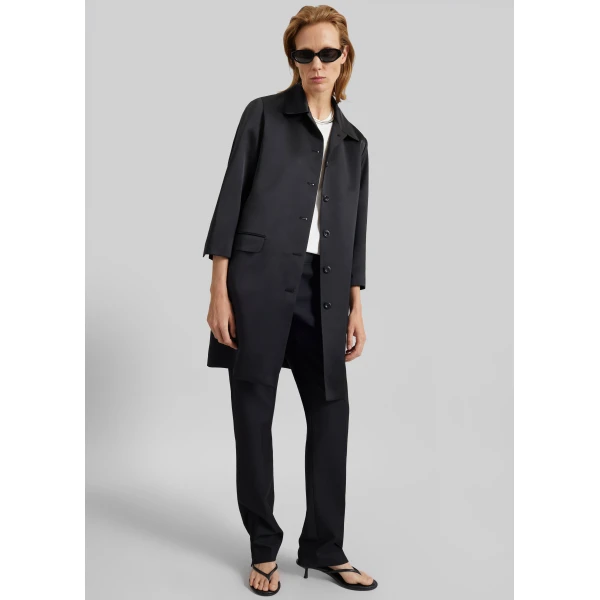 The Frankie Shop Vavin Satin Long Jacket – Black, view 3