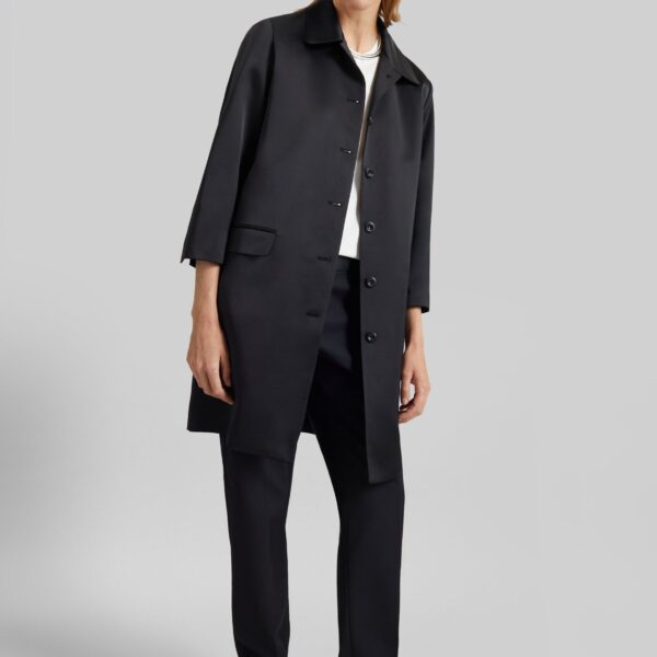The Frankie Shop Vavin Satin Long Jacket - Black - Oversized Minimalist Jackets in Black - Shop at Coveti