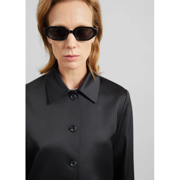 The Frankie Shop Vavin Satin Long Jacket – Black, view 5