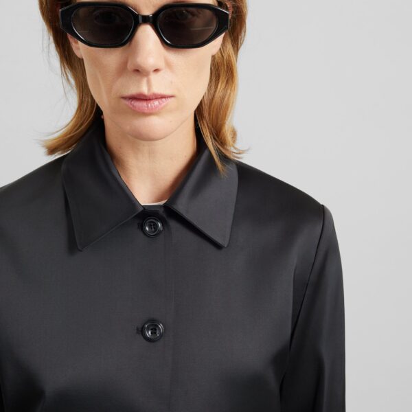 The Frankie Shop Vavin Satin Long Jacket - Black - Oversized Minimalist Jackets in Black - Shop at Coveti