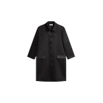 The Frankie Shop Vavin Satin Long Jacket - Black - Oversized Minimalist Jackets in Black - Shop at Coveti